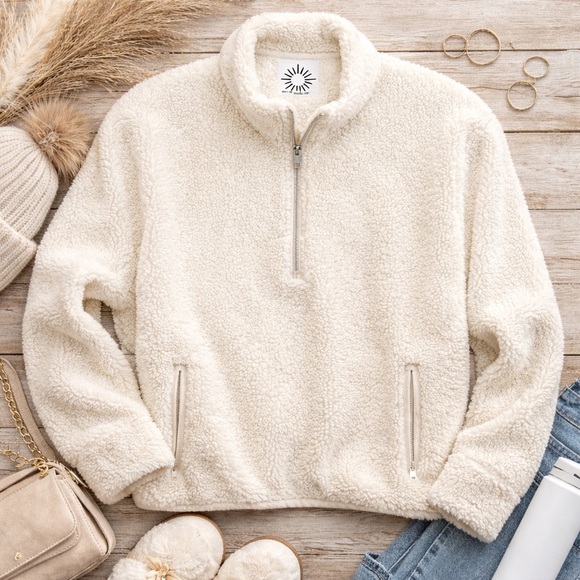 Offline Jackets & Blazers - OFFLINE by Aerie Sherpa Quarter Zip Pullover Cream Large